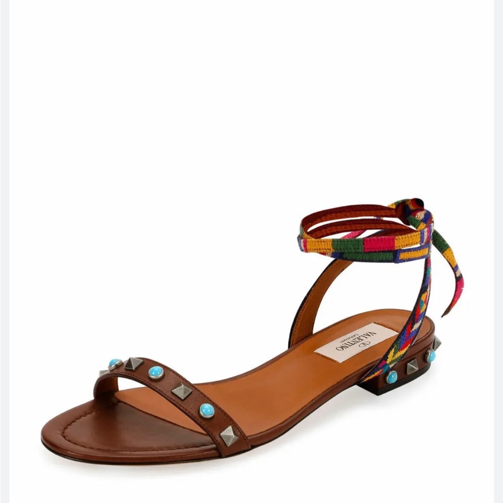 VALENTINO Rockstud Flat Sandal Size 37.5